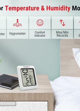 TempPro TP50 Digital Hygrometer Indoor Thermometer Room Thermometer and Humidity Gauge with Temperature Humidity Monitor(Previously ThermoPro)