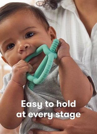 Frida Baby Get-A-Grip Silicone Teether for Teething Pain Relief, BPA-Free Food-Grade Teething Toys for Infant Baby Newborn 0-6, 12, 18 Months, Easy-Grip Teether Ring, PVC-Free, Teal