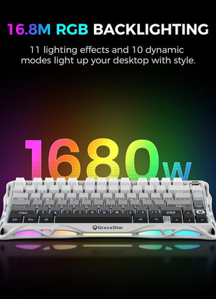 GravaStar Mercury K1 75% Wireless Mechanical Gaming Keyboard, Aluminum Alloy Exoskeleton Design, Gasket Custom Keyboard Hot-Swap Socket, Linear Switches, RGB Backlit