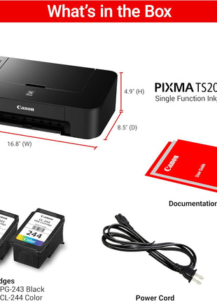 Canon TS202 Inkjet Photo Printer, Black (USB Required, not Included)