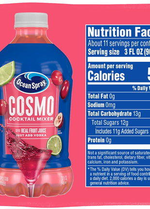 Ocean Spray Cosmopolitan Cocktail Mixer, Drink Mixer Made with Real Fruit Juice, 32 Fl Oz Bottle