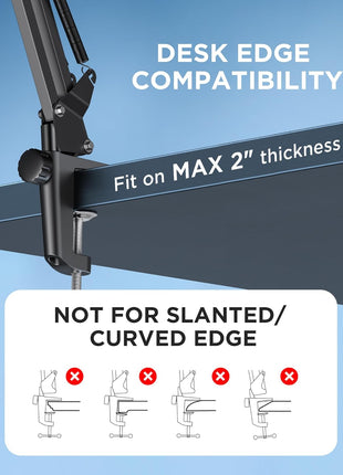InnoGear Boom Arm Microphone Mic Stand for Blue Yeti HyperX QuadCast SoloCast Snowball Fifine Shure SM7B and other Mic, Medium