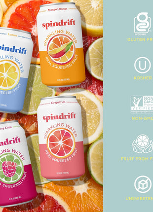 Spindrift Sparkling Water, 4 Flavor Variety Pack, Made with Real Squeezed Fruit, 12 Fl Oz (Pack of 20)
