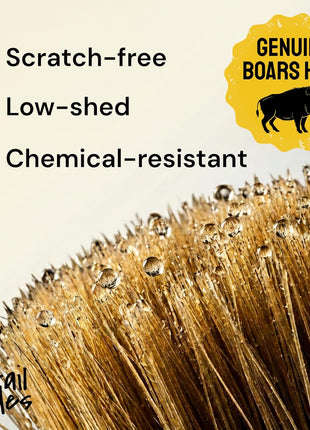 Car Detailing Brush Set 3-pc - Scratch-Free Boars Hair for Interior and Exterior Work - Pro Quality Car Cleaning Brush Kit for Leather Seats, Dashboards, Wheels, Grills and Paint