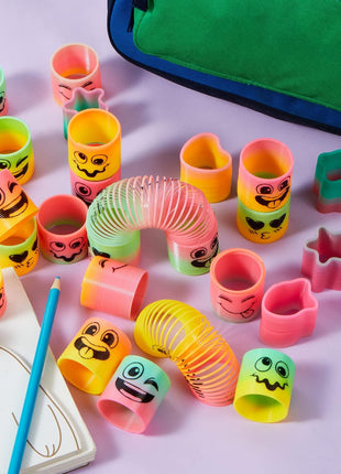 JOYIN 30 Pcs Spring Rainbow Party Favor, Mini Plastic Coil Spring Toy, Fidget Stress Coil Mini Springs Bulk Toys for Carnival Prize Birthday, Classroom Goodie Bag Stuffers