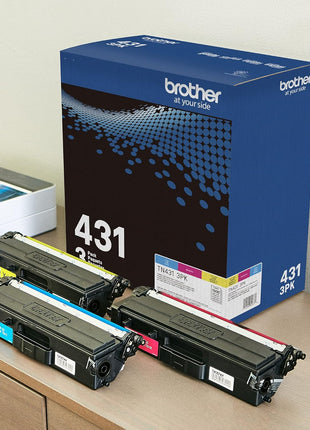 Brother TN-431 3PK, Cyan, Magenta, Yellow, Standard Yield, Model: TN4313PK