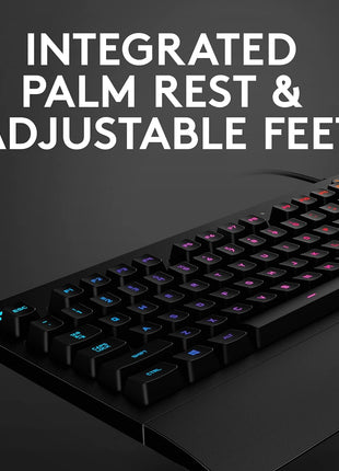 Logitech G213 Prodigy Gaming Keyboard - Wired RGB Backlit Keyboard with Mech-Dome Keys, Palm Rest, Adjustable Feet, Media Controls, USB, Compatible with Windows ??Black