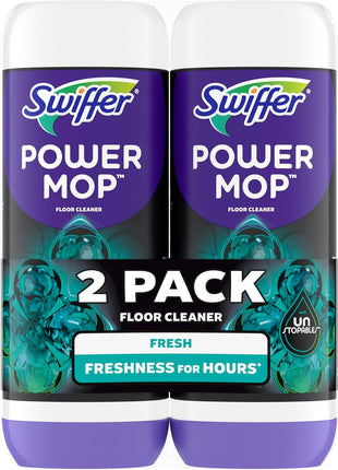 Swiffer PowerMop Floor Cleaning Solution with Unstopables Fresh Scent, PowerMop Refills, Floor Cleaner for Mopping, 25.3 fl oz, 2 Pack