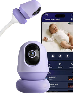 Monai 3K Smart Baby Camera with 8H Portable Battery, Eye-Safe 950nm Night Vision, Secure WiFi Baby Camera Monitor with App, 24/7 Monitoring, 7 Safety Features & AI Assistant, Cry & Covered Face Alert