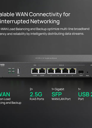 TP-Link ER707-M2 | Omada Multi-Gigabit VPN Router | Dual 2.5Gig WAN Ports | High Network Capacity | SPI Firewall | Omada SDN Integrated | Load Balance | Lightning Protection
