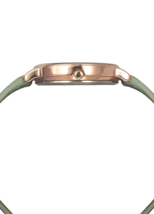 Helix by Timex Analog Watch for Women with Green Round Dial & Green Leather Strap Band Water Resistant Women's Wrist Watches - TW056HL00