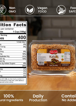 BISVUA Premium Roasted Kataifi Pastry 200g (7.1 oz) ??Golden Toasted Shredded Fillo Dough for Dubai Chocolate Filling, Pistachio Cream Recipes, Kunafa Dough & Crunchy Dessert w/ Katafi? and Knafeh