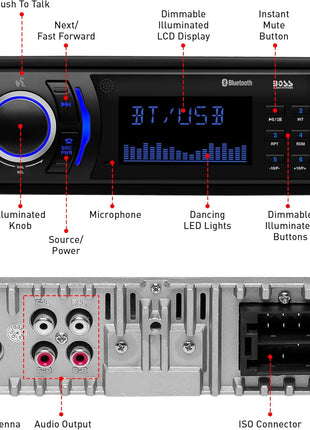 BOSS Audio Systems 616UAB Car Stereo With Bluetooth - Single DIN, MP3, USB, Aux-in, AM/FM, No CD DVD Player