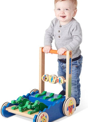 Melissa & Doug Deluxe Chomp and Clack Alligator Wooden Push Toy and Activity Walker