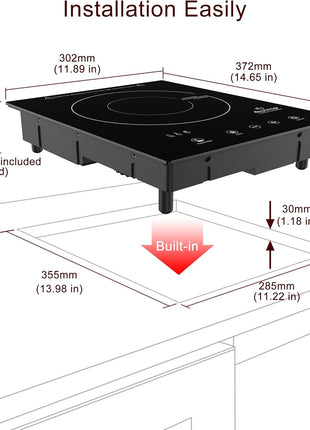 Duxtop Built-in Induction Cooktop, Portable Induction Burner 1800W 8600BI | Sensor Touch Countertop Burner, 170-Minute Timer, Safety Lock BT-200T1