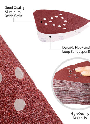 LotFancy Sanding Pads for Black and Decker Mouse Sanders, 50PCS 60 80 120 150 220 Grit Sandpaper Assortment - 12 Hole Hook and Loop Palm Detail Sander Sanding Sheets Sand Paper