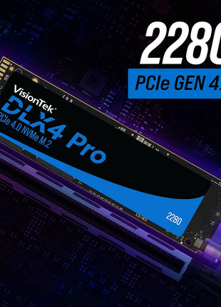 VisionTek 2280 M.2 DLX4 Pro SSD - 512GB - PCIe Gen 4.0 x4 NVMe - 5200MB/s Read, 4775MB/s Write – Laptops, Gaming PCs, Compatible Consoles