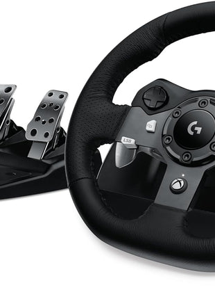Logitech G920 Driving Force Racing Wheel and Floor Pedals, Real Force Feedback, Stainless Steel Paddle Shifters, Leather Steering Wheel Cover for Xbox Series X|S, Xbox One, PC, Mac - Black