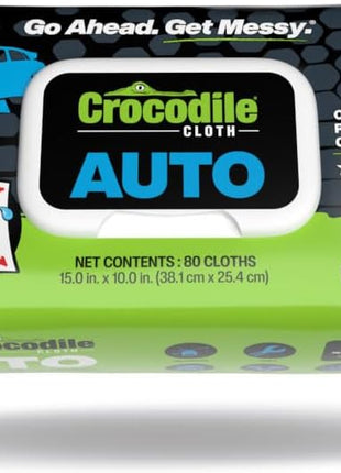 Crocodile Cloth Auto Cleaning Wipes – 100 XL (15 inch x 10 inch) Disposable Wipes for Car Engine Degreasing, Body Detailing & Tire Cleaning – Cuts Grease, Oil, Adhesives on Hands, Tools, Parts & More