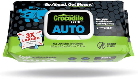 Crocodile Cloth Auto Cleaning Wipes – 100 XL (15 inch x 10 inch) Disposable Wipes for Car Engine Degreasing, Body Detailing & Tire Cleaning – Cuts Grease, Oil, Adhesives on Hands, Tools, Parts & More