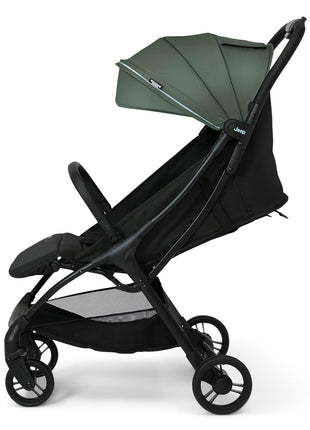Jeep Altitude Compact Travel Stroller by Delta Children Greenguard Gold, Easy One Hand Fold, Lightweight, Extendable Canopy with Peek-a-Boo Window, Reclining Seat, 4 Wheel Suspension, Olive Green