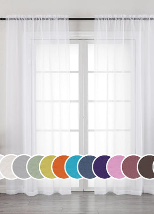 OWENIE Sheer Curtains 84 inches Long 2 Panels Set for Living Room/Bedroom, Rod Pocket Voile Sheer Panel Drapes, White, 2pcs, Each 42 inch W x 84 inch L