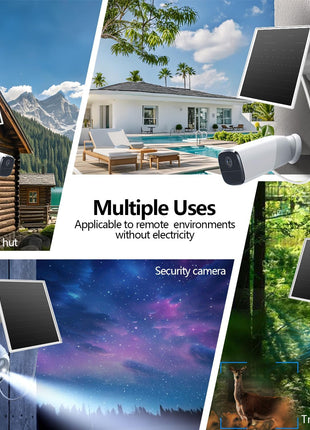 6W Solar Panel for Outdoor Security Camera with Micro USB & USB - C Port, Solar Panel Charger for Battery Camera, Fits Wyze/Reolink DC 5V Output, IP65/360° Adjustable, 9.8ft Cable, Fast Charging