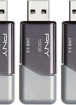 PNY 128GB Turbo Attaché 3 USB 3.0 Flash Drive 5-Pack – Grey, P-FD128X5TBOP-MP, 100MB/s, Light-Weight Durable - Data Storage and Transfer
