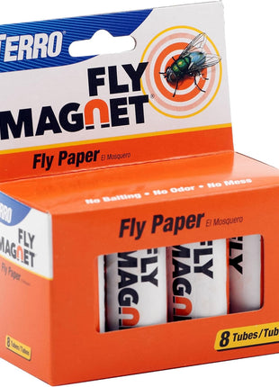 TERRO T518 Fly Magnet Indoor Housefly, 8 Count Pack, Sticky Fly Trap Indoor Hanging