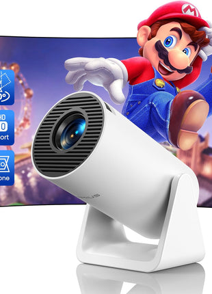 [Short Throw/Adjustable Stand]Mini projector with WiFi and Bluetooth, 2025 Upgrade Outdoor Portable Movie Projector 1080P, Auto Vertical Keystone, Home Projector for Phone/TV Stick, WiMiUS S27 (White)