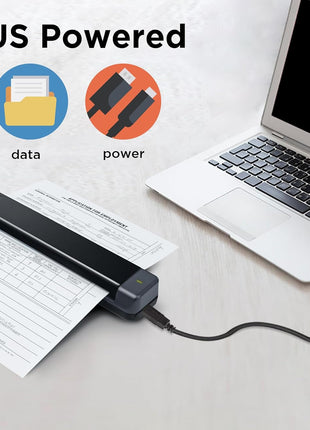 Plustek Mobile Scanner S410 Plus - Portable Sheet-Fed Document Scanner - for Windows 7 / 8 / 10 / 11, Featuring Button-Free Scanning with Included OCR Software