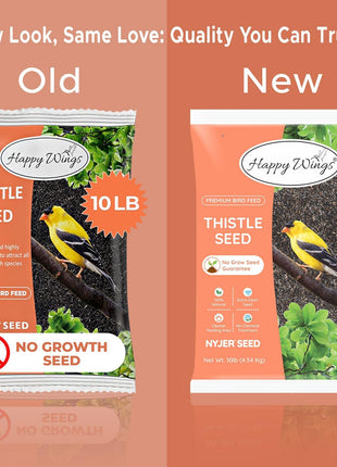 Happy Wings Nyjer/Thistle Seeds Wild Bird Food - 10 Pounds I No Grow Seed I Bird Seed for Wild Birds