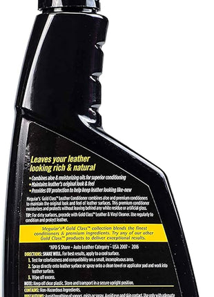 Meguiar's Gold Class Leather Conditioner Spray - Premium Car Leather Conditioner - Protect Your Car's Seats from Cracking, Fading and Drying Out - Keep It Looking and Feeling New, 16 Oz