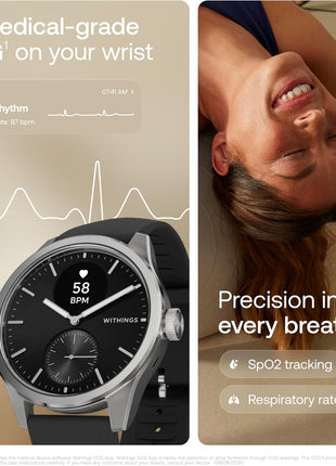 WITHINGS ScanWatch 2 - Hybrid Smart Watch, Heart Rate Monitoring, Fitness Tracker, Cycle Tracker, Sleep Monitoring, GPS Tracker, 30-Day Battery Life, Android & Apple Compatible, HSA/FSA
