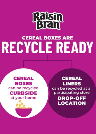 Kellogg's Raisin Bran Original Large Size Breakfast Cereal 20.9 oz | High Fiber, 28g Whole Grain