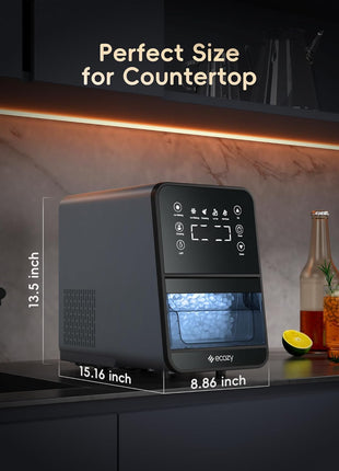 ecozy Nugget Ice Maker Countertop, Intuitive EcoScreen, 40lbs/24H Chewable Pebble Ice, 3lb Pull-Out Basket, Self-Cleaning, One-Touch Timer – Perfect for Home, Drinks & Cocktails