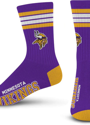For Bare Feet Men's NFL 4-Stripe Deuce Performance Crew Socks