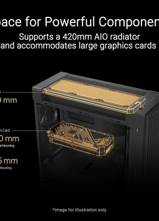 ASUS ProArt PA602 Wood Edition E-ATX PC Case with Tempered Glass,Front Panel IR dust Indicator, Power Lock Latch, 440 mm GPU Support, 420 mm Radiator & 3 Pre-Installed Fans, 2 Year Warranty