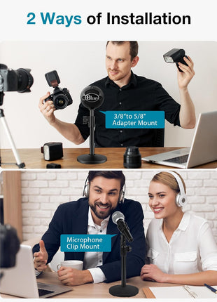 InnoGear Desktop Microphone Stand, Upgraded Adjustable Table Mic Stand with Mic Clip and 5/8 inch Male to 3/8 inch Female Screw for Blue Yeti Snowball Spark & Other Microphone