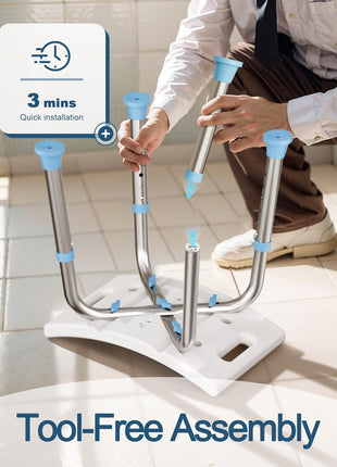 HOMLAND Shower Chair for Inside Shower, Adjustable Height Shower Stool | Shower Seat for Inside Tub Bathroom Bench Bath Chair for Elderly and Disabled, Lightweight Aluminum Frame - Light Blue