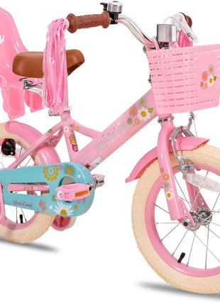 JOYSTAR Little Daisy Kids Bike for Girls Boys Ages 2-10 Years, 12 14 16 20 Inch Girls Bikes with Doll Bike Seat & Streamers, Boys Bike with Flag & Number Plate, Multiple Colors