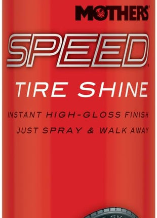 Mothers Speed Tire Shine, 15 oz. Aerosol — Long-Lasting, High-Gloss  inchJust Dressed inch Finish — No Sling, Browning or Run, Fast & Easy Application — Micro-Emulsion Resins, Premium Silicones (16915)