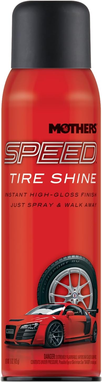 Mothers Speed Tire Shine, 15 oz. Aerosol — Long-Lasting, High-Gloss  inchJust Dressed inch Finish — No Sling, Browning or Run, Fast & Easy Application — Micro-Emulsion Resins, Premium Silicones (16915)