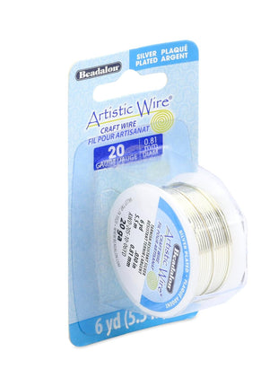 Artistic Wire, 20 Gauge Silver Plated Tarnish Resistant Colored Copper Craft Jewelry Wrapping Wire, Tarnish Resistant Silver, 6 yd