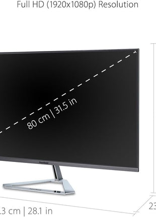 ViewSonic VX3276-MHD 32 Inch 1080p Widescreen IPS Monitor with Ultra-Thin Bezels, Screen Split Capability HDMI and DisplayPort