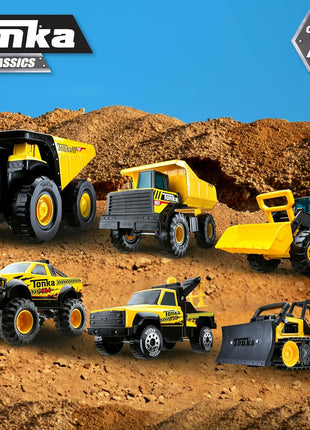 Tonka Steel Classics Mighty Dump Truck - Made with Steel & Sturdy Plastic, Yellow Toy Construction Truck, Boys and Girls, Kids, Toddlers, Ages 3+