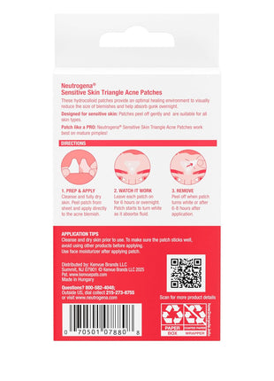 Neutrogena Acne Patches for Sensitive Skin, Triangle Patches, 10 ct | Triangle Blemish Patches For Sensitive Skin, Hydrocolloid Patch, Visibly Shrinks Pimples Overnight