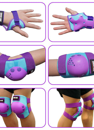 Kids/Youth Knee Pads Elbow Pads Wrist Guards 3 in1Protective Set, for 3-15 Years Child Roller Skates, Cycling, Inline Skating, Skateboard, BMX Bike, Balance Bike, Scooter Riding Sports