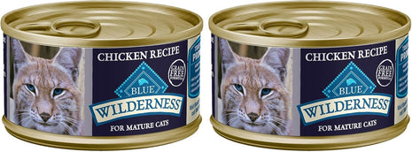 Blue Buffalo Wilderness High-Protein & Grain-Free Wet Cat Food Paté for Adult Cats 7+,Made with Natural Ingredients,Chicken Recipe,3-oz. Cans,(Pack of 48)