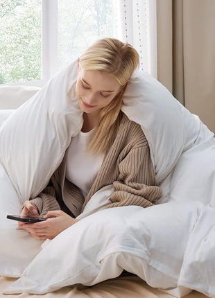 Bedsure White Duvet Cover Queen Size - 3 Pieces Prewashed Cotton-Like Polyester Extra Soft Bedding Set, Includes 1 Duvet Cover 90x90 Inches with Zipper Closure & 2 Pillow Shams, Comforter Not Included